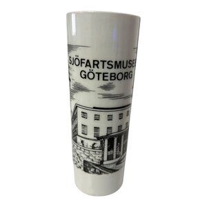 Vintage Sjöfartsmuseet Göteborg Porcelain Vase Black White Museum Souvenir